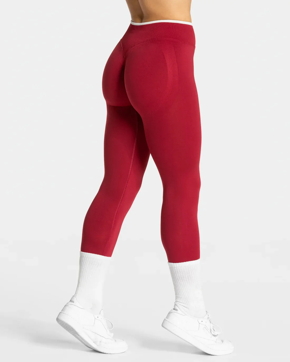 Neue Damen-Yoga-Leggings mit Farbblockierung, nahtlos gestrickte Strumpfhosen, hohe Taille, Hüftstraffung, Gym-Workout, Sport-Leggings mit weißem Rand