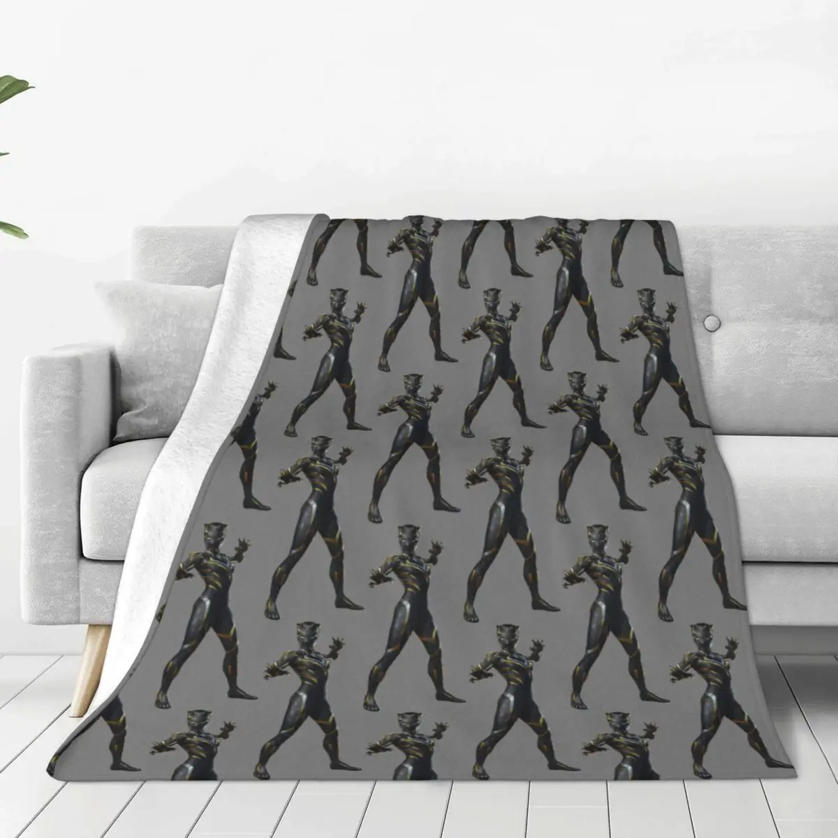 

Custom Black Panther Movie Blankets Warm Flannel Throw Blanket for Bedroom Office Bedspreads