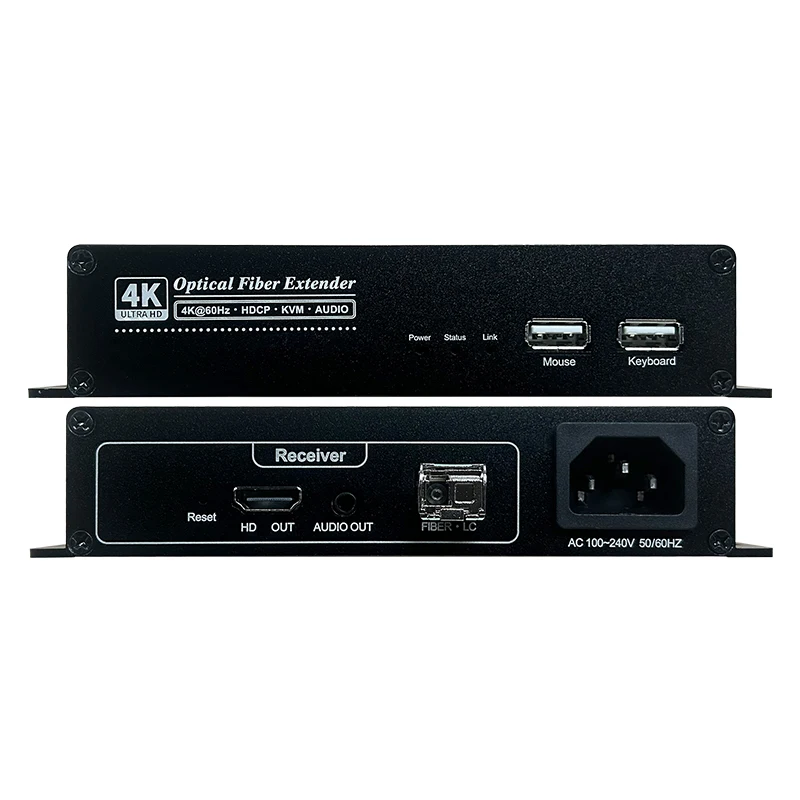 ألياف بصرية ليد ، 1 منفذ LC ، جهاز استقبال ، موسع إشارة بصرية ، وضع فردي ، HTR4K ، 10: 50: مرسل ، 4K ، 60Hz ، وضع فردي