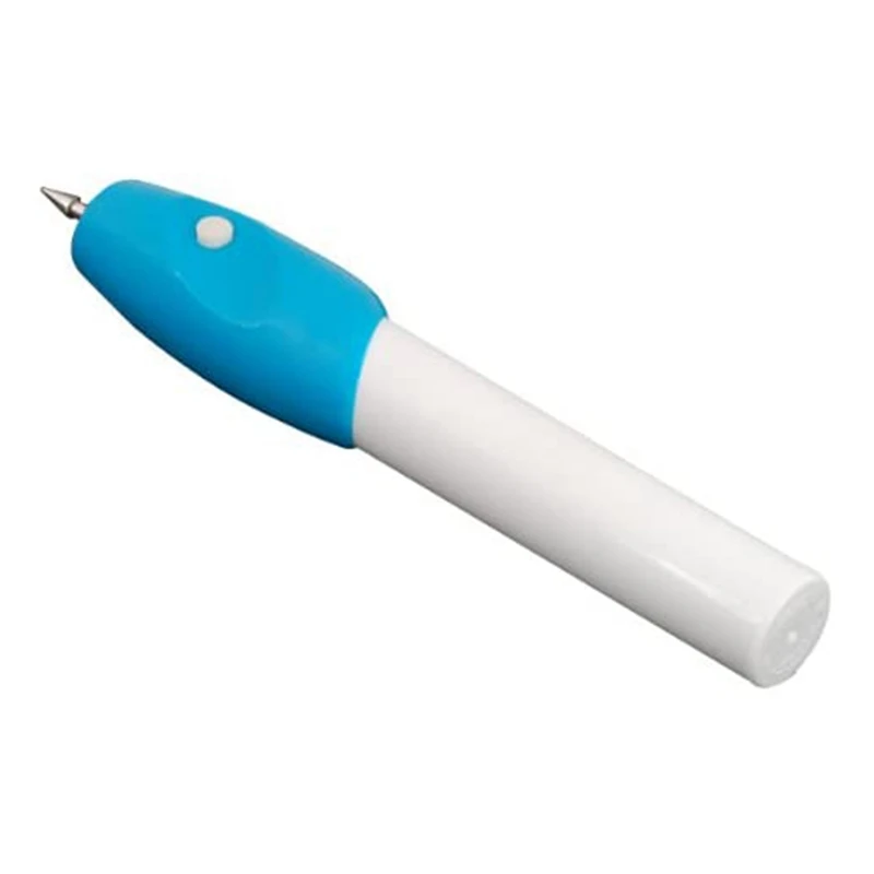 Penna per incisione elettrica portatile alla moda, strumento rotante, incisore, strumento per intagliare gioielli, penna artigianale di bianco + blu