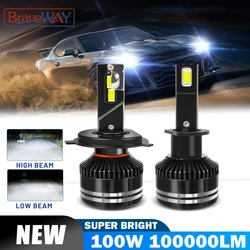 BraveWAY NEW LAMPS! H1 H4 H7 H11 LED Headlight Bulbs for Car LED Fog Lights 12V 100W 6000K 100000LM