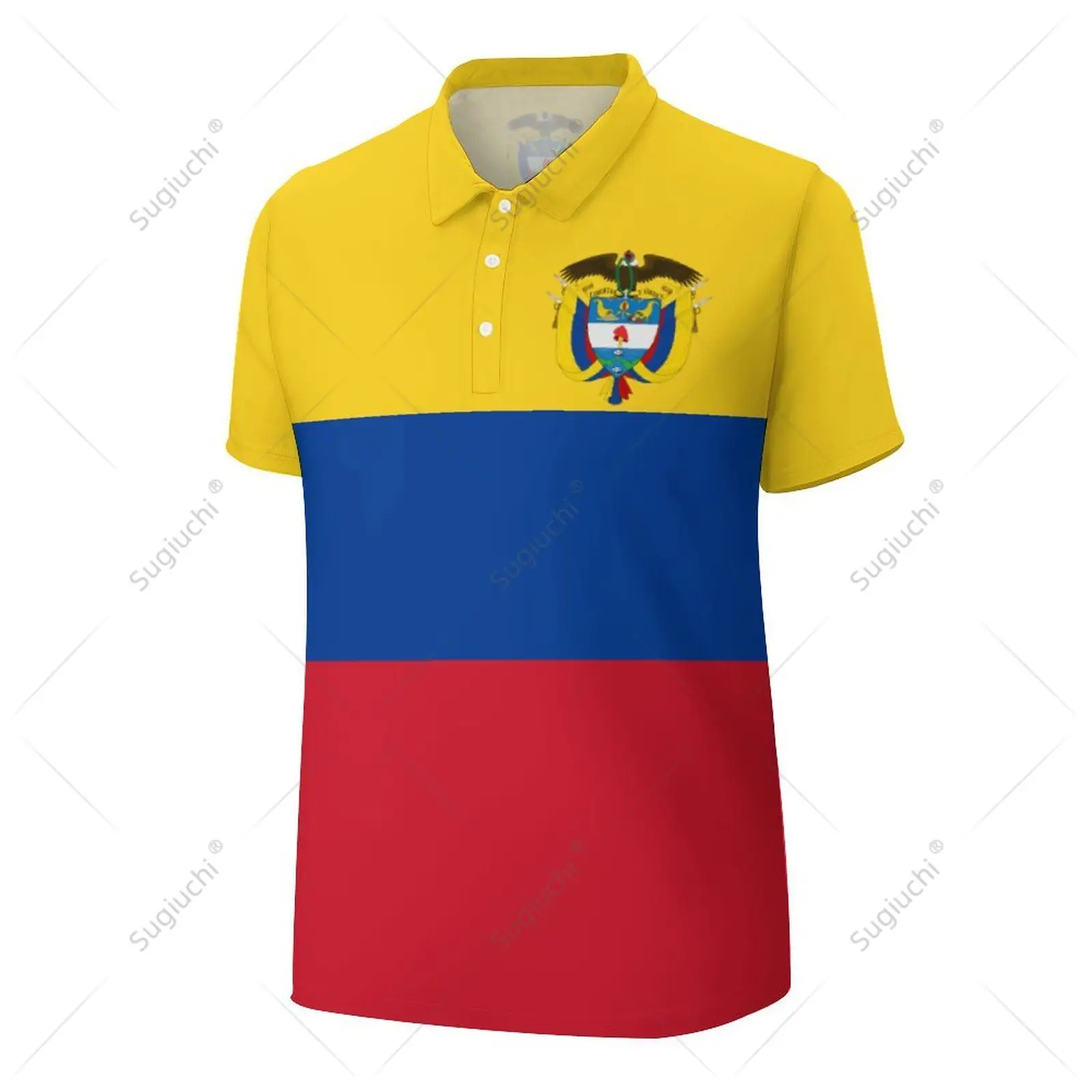 Unisex Polo Shirt Colombia Flag 3D Print Man Polo Fashion Clothing Tracksuits Short Sleeves