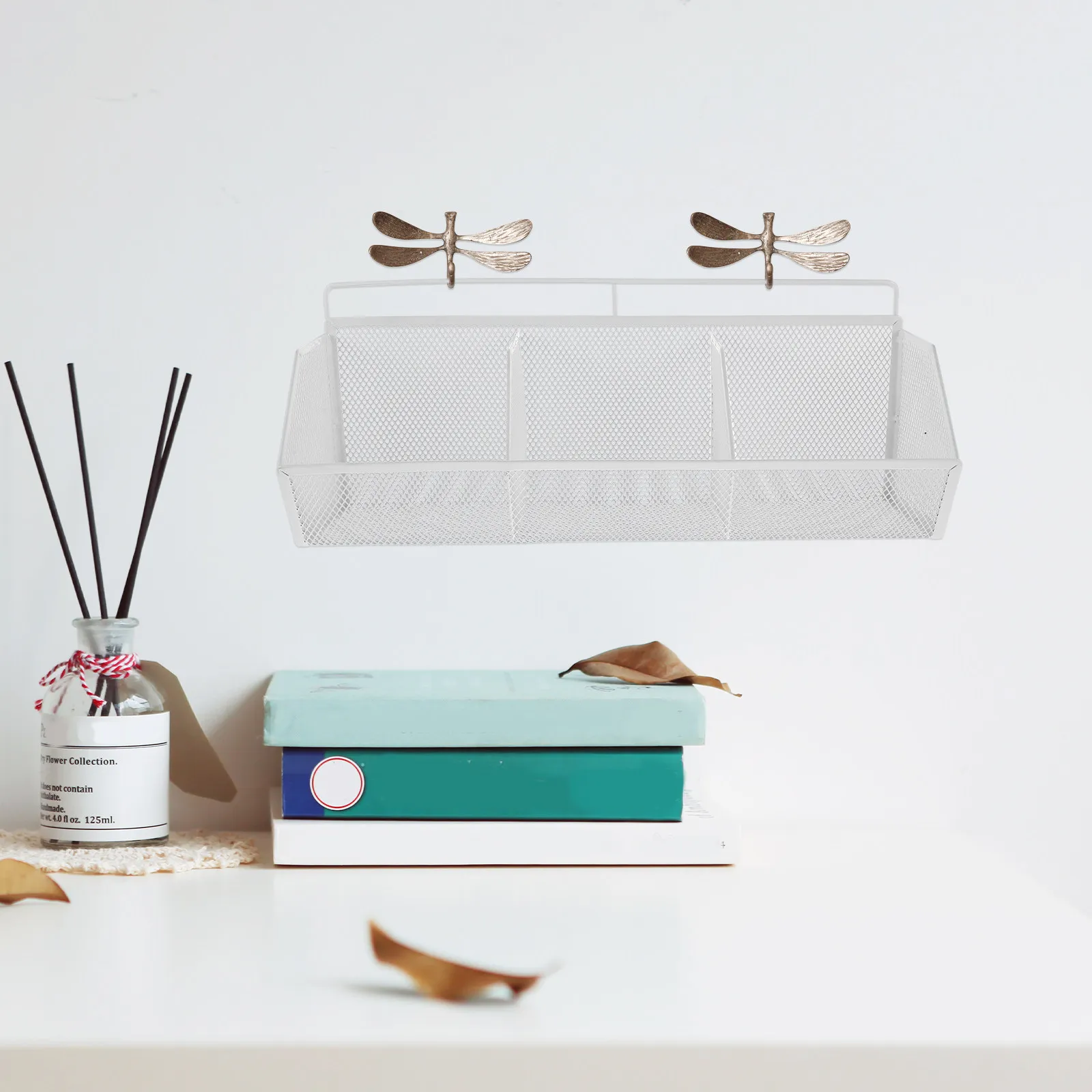 

Wire Mesh File Organizer 3-Compartment Slanted Document Holder Office Desk File Rack Desktop Magazine Organizer White