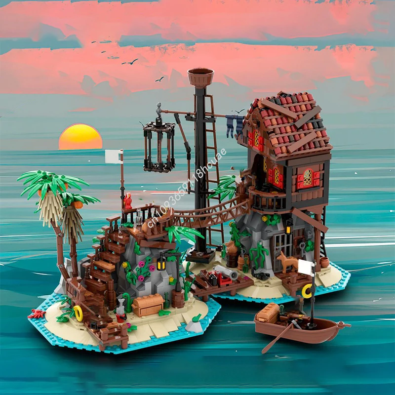 1383PCS Pirate 6270 Forbidden Island Remake Modular Model Moc Building Blocks Stacking Bricks Creative Toys Kid Gift Educational