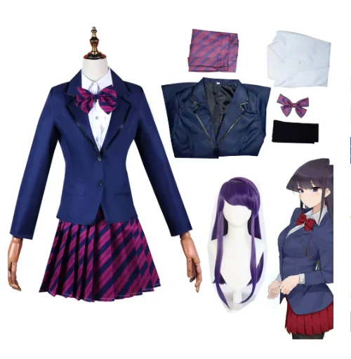 Anime Shoko Komi Can't Communicate Shouko Tadano Hitohito Osana Najimi Cosplay Costume Purple Skirt High School Uniform Wig