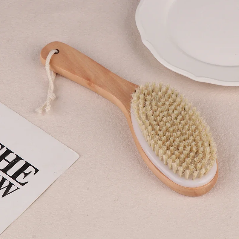 

Wood + Bristle Full Body Natural Bristle Dry Skin Exfoliation Brush Massager Cleaner Scrubber