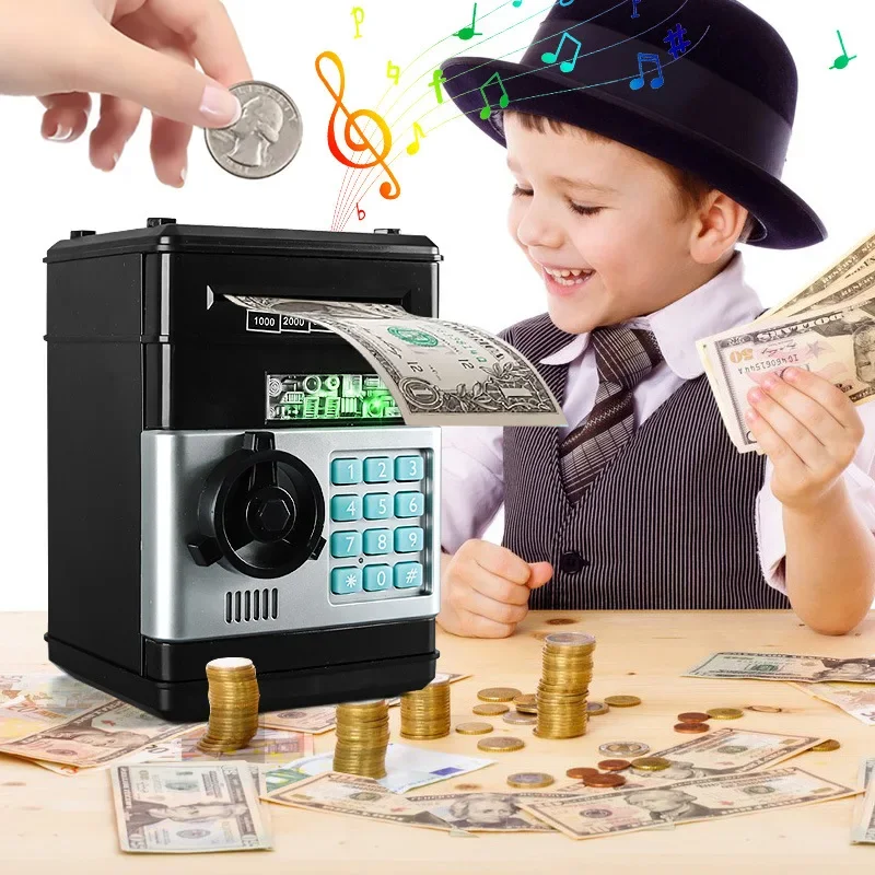 

Creative Electronic Bank Automatic Mini Safe Coins Cash Saving Money Box Password Counter Code Key Lock Coin Bank ATM Child Gift