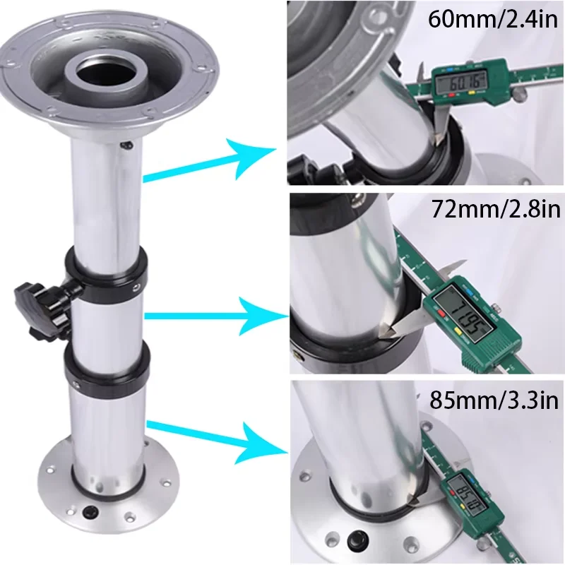 3 مستويات قاعدة طاولة قارب RV قابلة للتعديل، قاعدة دعامة أرجل طاولة RV من سبائك الألومنيوم قابلة للإزالة، ارتفاع 17-29 بوصة/42-75 سم قابل للتعديل #6