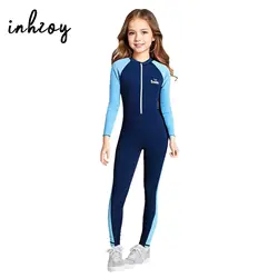 Kids Full Body One Piece Wetsuit Surfing Diving Suit UPF 50+ Rash Guard Swimsuit Boys Girls Long Sleeve Zipper Swimwear Sunsuit