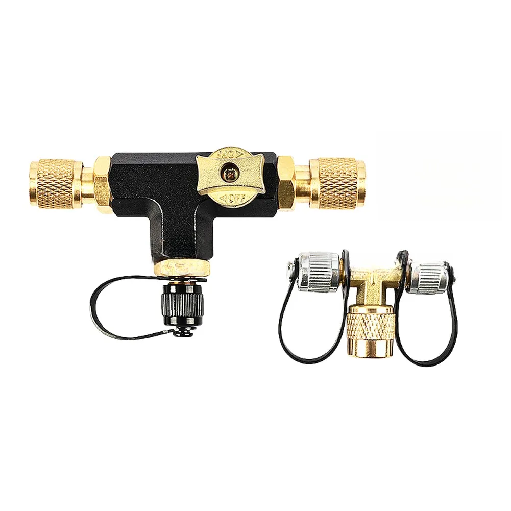 Alloy 3-Way Vacuum Gauge Adapter Valve Kit For AC Refrigerant Charging With 1/4 For Sae Fittings, Repair Tools