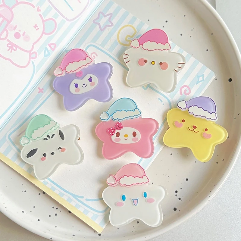 Sanrio Kawaii Anime Hairpins Sweet Hair Clip Pochacco Cinnamoroll Kuromi Hello Kitty Star Bangs Clip Cartoon Hair Accessories