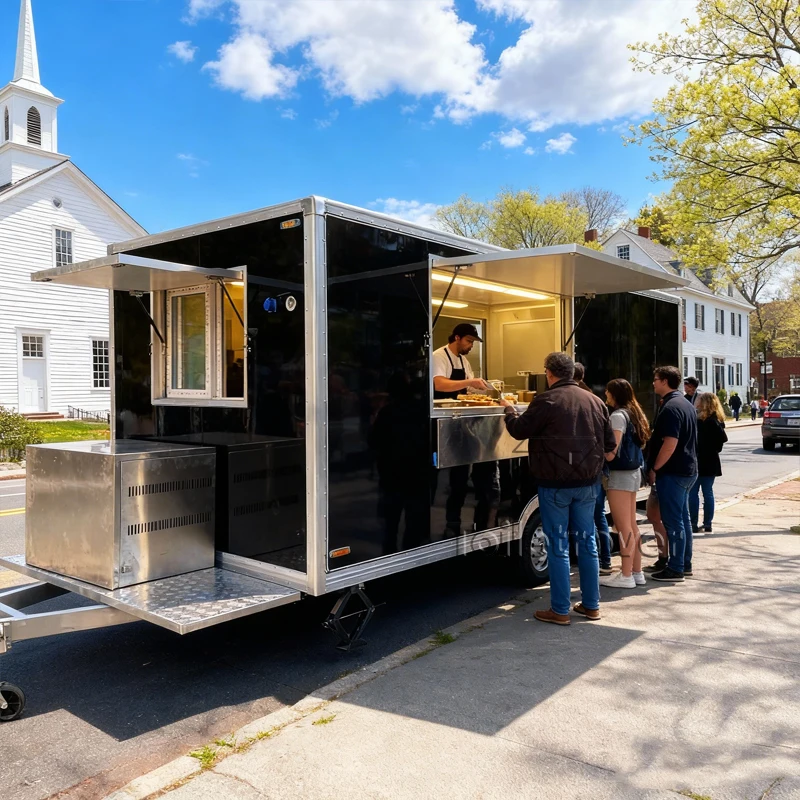 Nuevo Diseño de Mini Remolque de Comida Móvil, Remolque de Comida Totalmente Equipado, Camiones de Helados para Eventos de Catering al Aire Libre