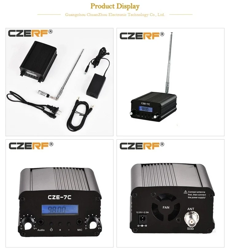 CZE-7C Stereo Frequency Modulation Transmitter Frequency Adjustment 1W/7W Radio Emitter Combo