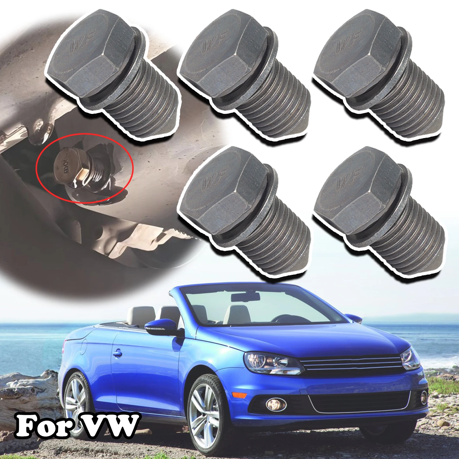 

5/10pcs Car Engine Oil Sump Pan Plug M14x1.5x22 For VW Golf MK4 Polo Passat Transporter T4 T5 T6 Drain Seal Washer Screw Thread