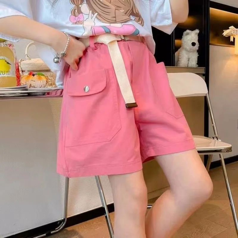 Off Season Clearance Girls' Loose Cargo Shorts 2026 New Arrival Mid To Large Kids' Summer Lightweight Five Inch Pants