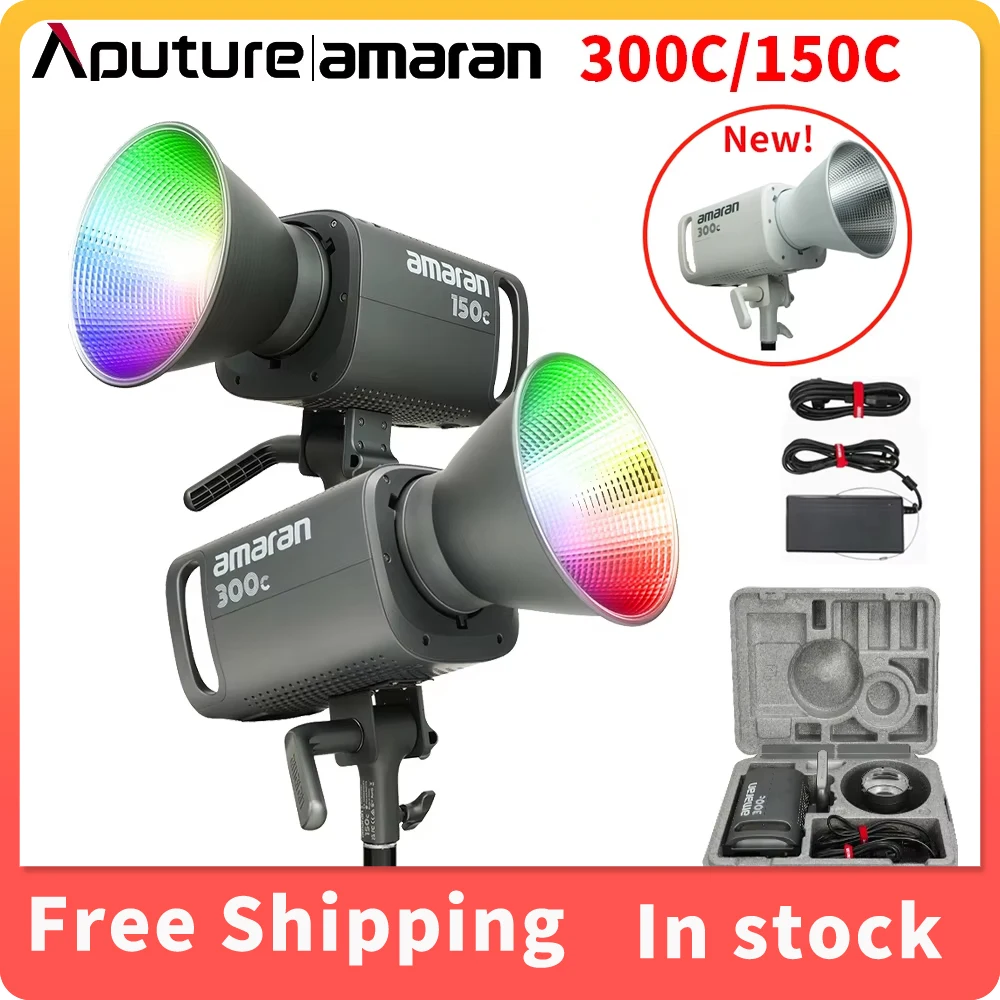 Aputure New amaran 300C/150C 2500K-7500K RGBWW Studio LED Video Photography Light For Video Recording Live Streaming Tiktok