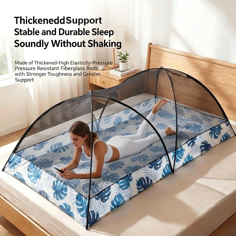360° Full Coverage Mosquito Net–Multifunctional Bed Canopy with Zipper for Indoor Outdoor,Durable Mesh for Dorm,Camping,Travel