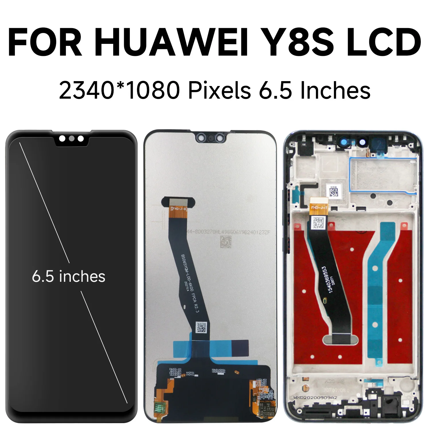 AMOLED 6.5\'\' For HUAWEI Y8S LCD JKM-LX1, JKM-LX2, JKM-LX3 Display Touch Digitizer For HUAWEI Y8S Screen with frame