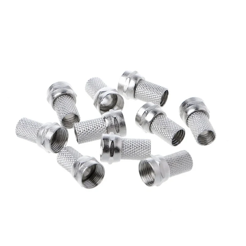 10 Pcs 75-5 F Connector Screw On Type For RG6 Satellite TV Antenna Coax Cable Twist-on