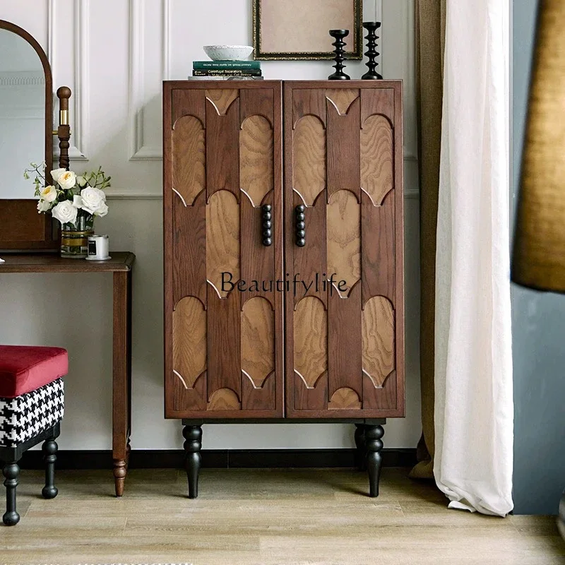 

LLMedieval flower simple bedside solid wood French drawer storage decorative cabinet