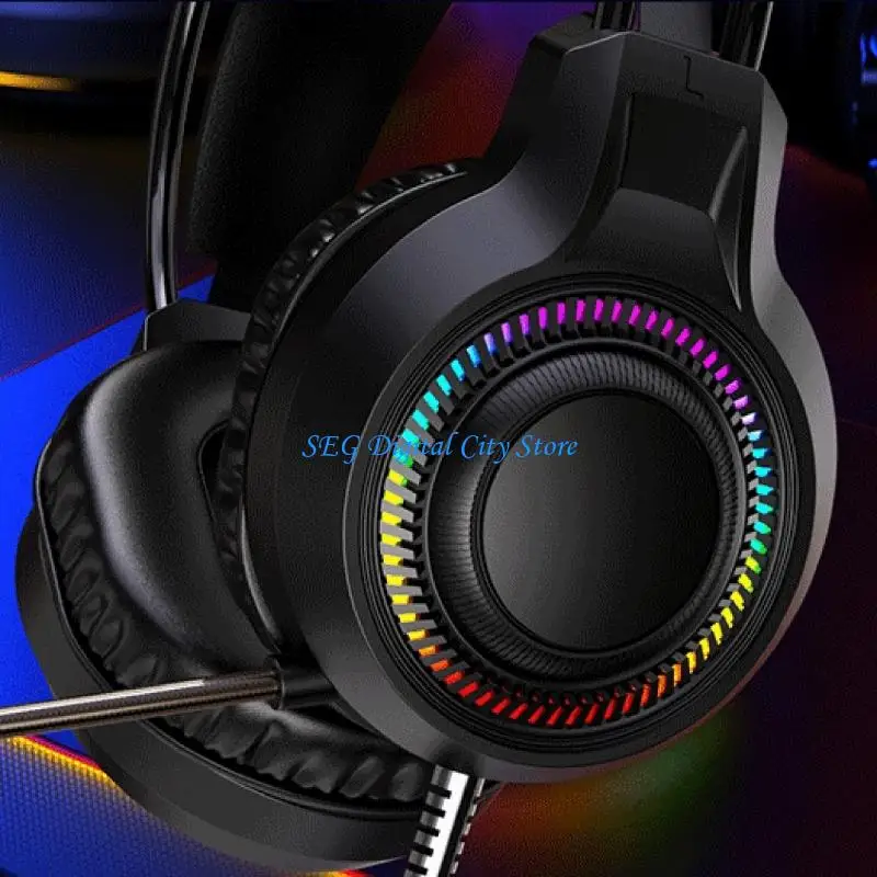 U75B Redness Black Glowing PC Headsets Adjustable Head Straps Soft Memory Foam Ear Cups