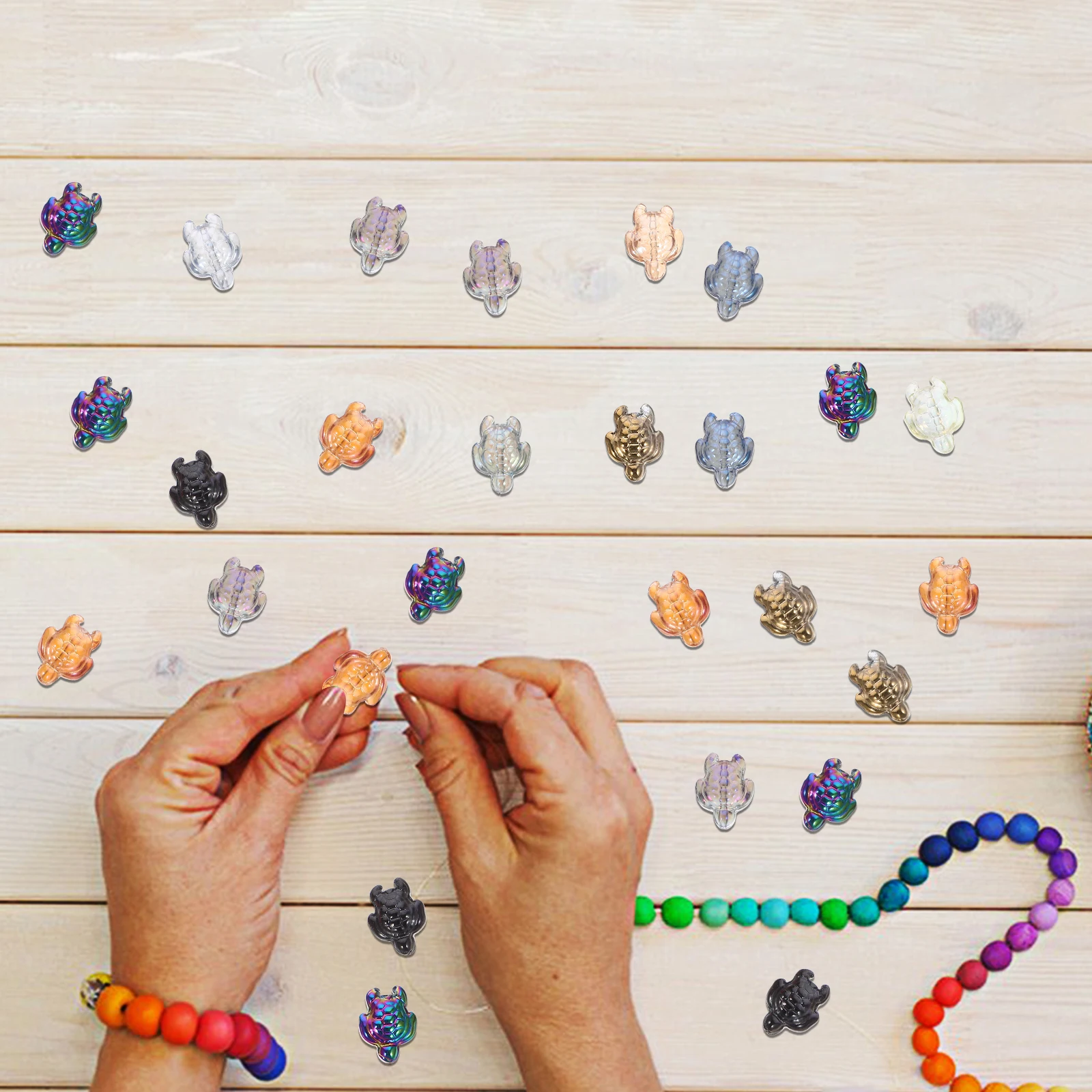 

Colorful Crystal Turtle Beads Glass Pendant DIY Jewelry Making Kit Necklace Bracelet Decorations Handmade Accessories