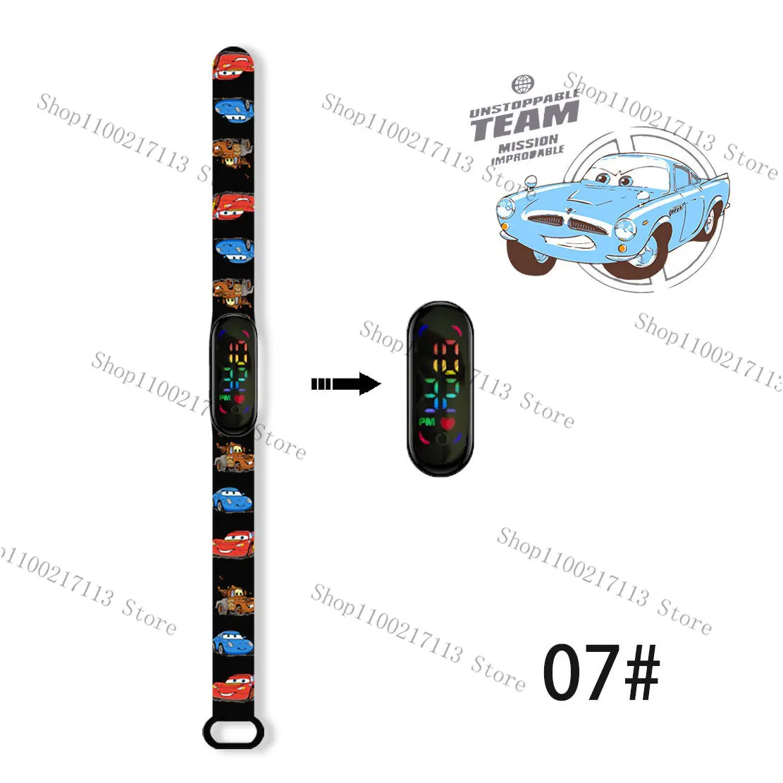 Disney Cars cartoon print children's watch anime figure The Autobots DIY LED Waterproof Electronic kids Watch birthday gifts