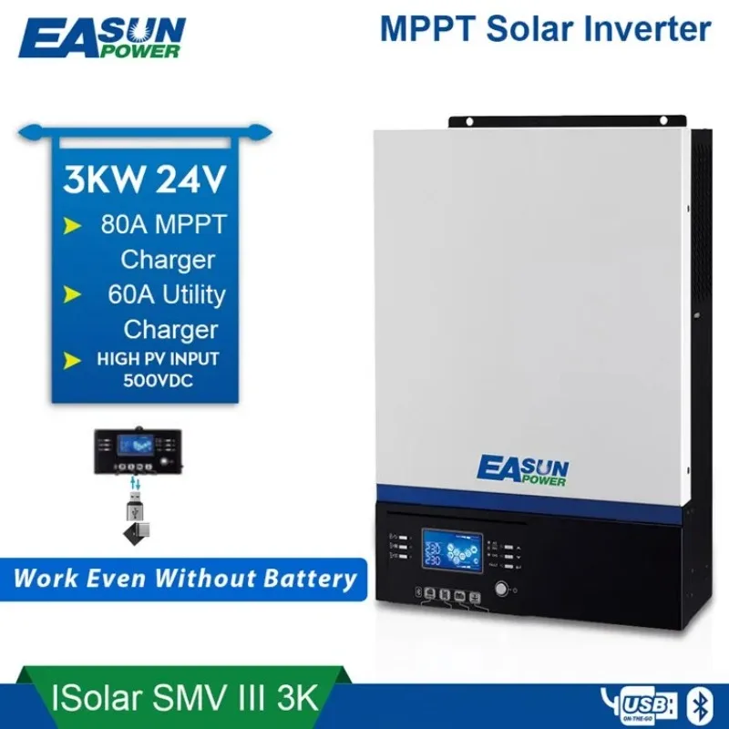 Novos produtos 2019 tensão de circuito fotovoltaico 450vdc suporta bateria sem operação 3000va inversor solar