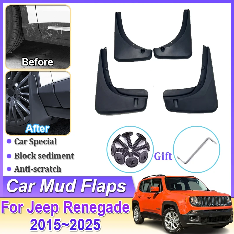 

Аксессуары для Jeep Renegade 2017, 2015-2025, автоматические брызговики с защитой от брызг, передние и задние крылья, колпаки на колеса, автомобильные аксессуары