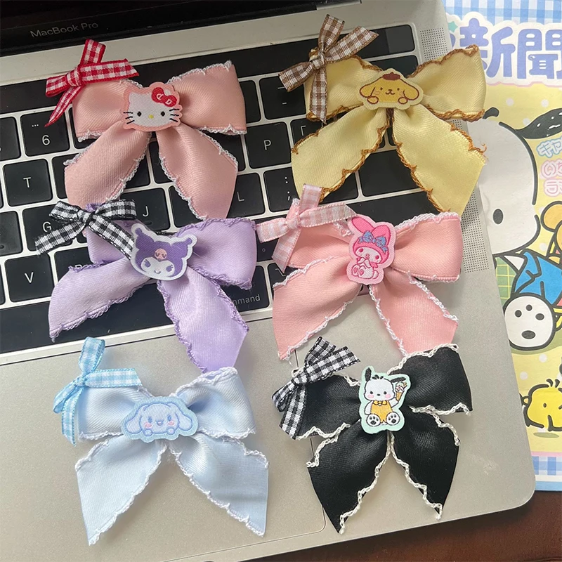 Cute Solid Color Bow Hair Clips para Mulheres, Bangs Hair Clip para Meninas, Handmade Kawaii Barrettes, Headwear para Crianças, Acessórios para cabelo