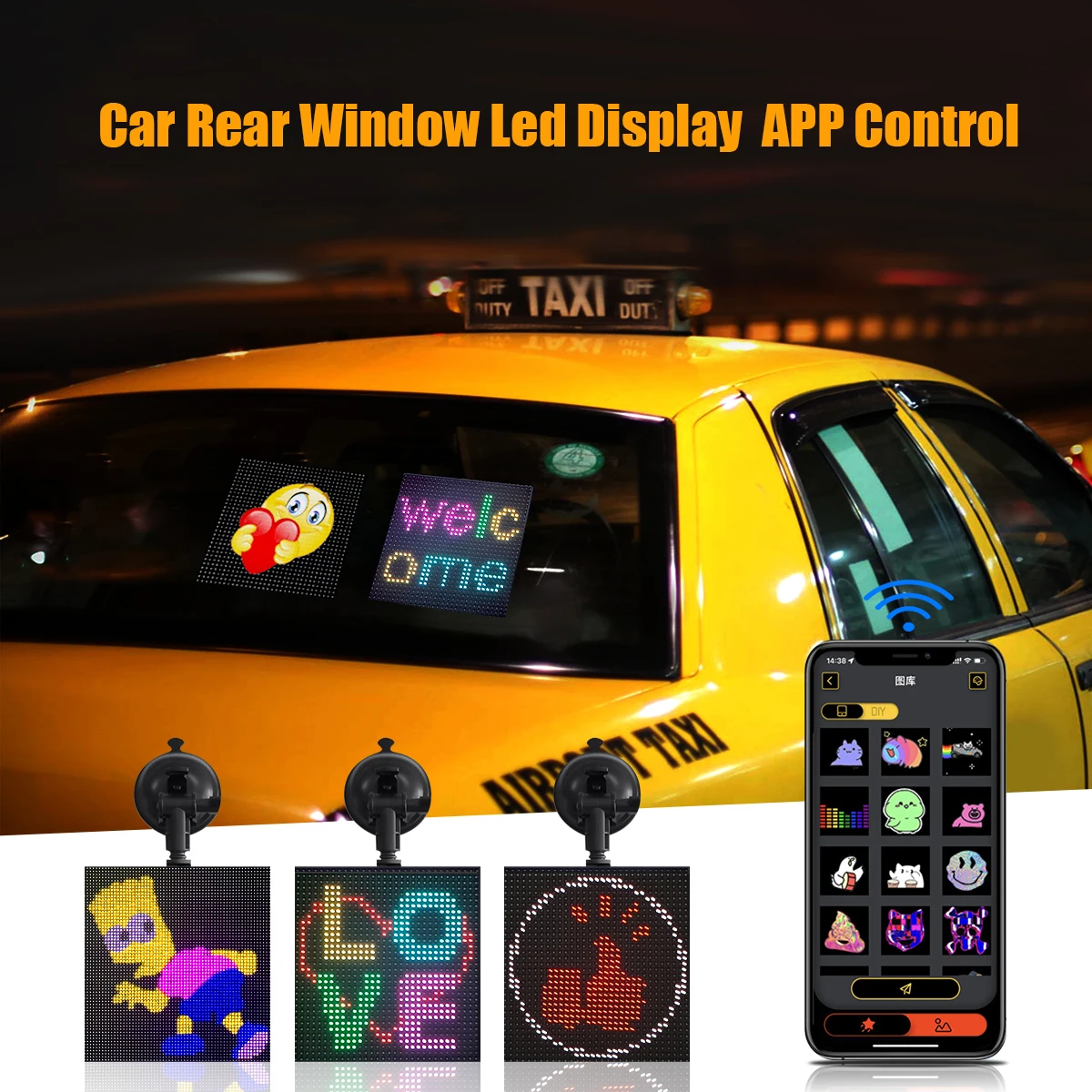 

LED Smart Screen Display On Car Rear Window Very Funny Show LED Expression Screen Panel Mobile Phone APP Control Screen