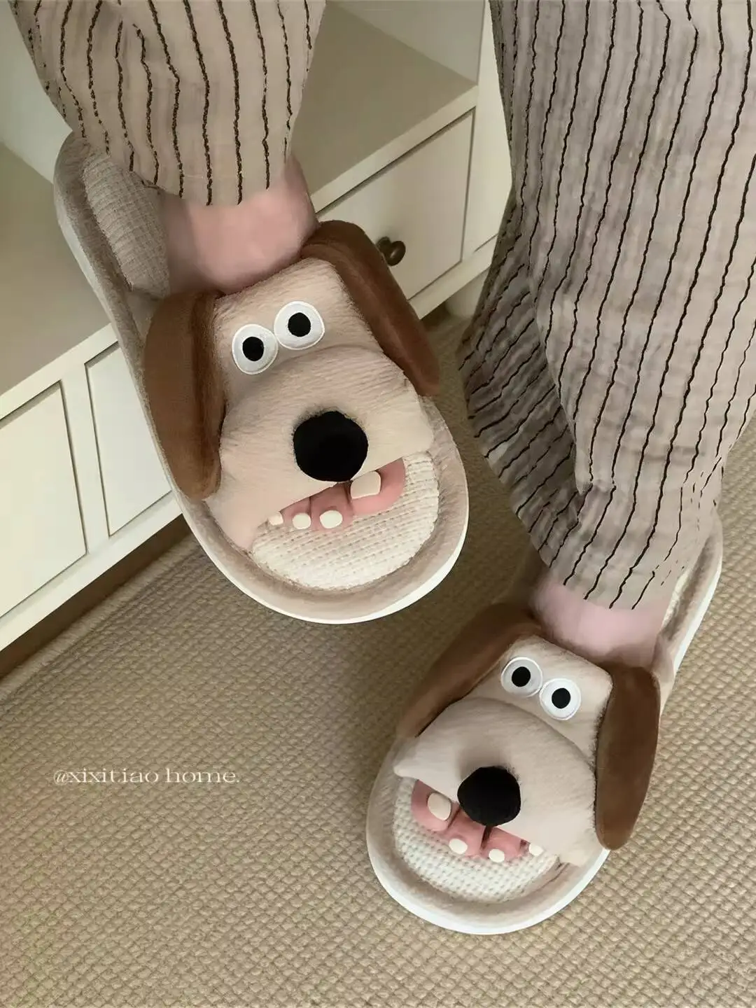 

Unisex Home Slipper 2026 Spring Summer Linen Slippers Cute Dog Pattern Anti Slip Absorbent Breathable Home Slides