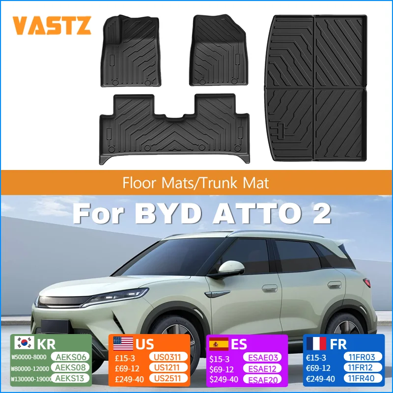 

Car Floor Mats For BYD ATTO 2 Yuan UP 2024 2025 TPE Trunk Mat Non - Slip Washable High - Side Design Cargo Liner Protection Pads