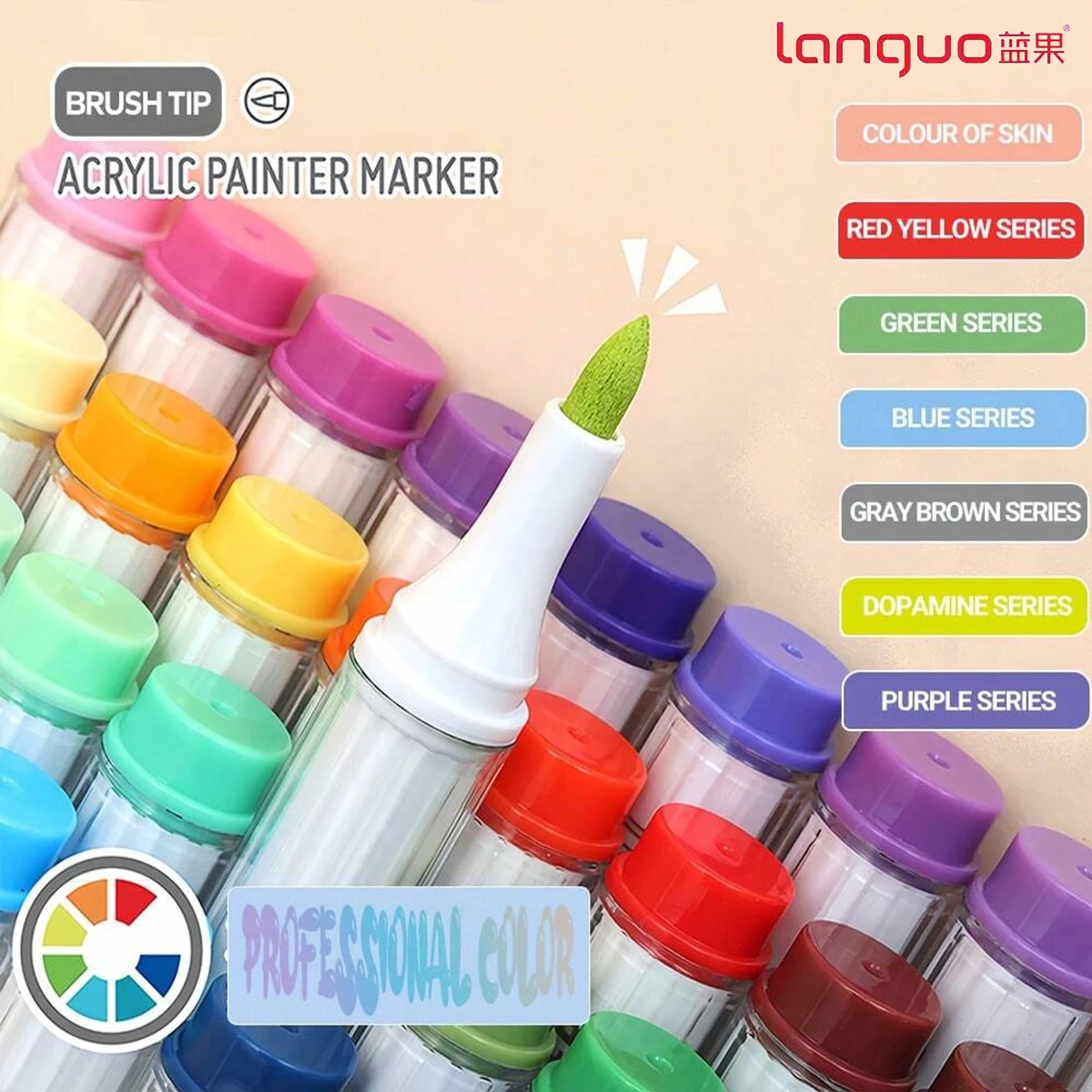 Languo 9 Color Acrylic Paint Marker,Flexible Head,Brightly Colored for Doodle,Drawing,Handwriting Marker Art Supplies Stationery