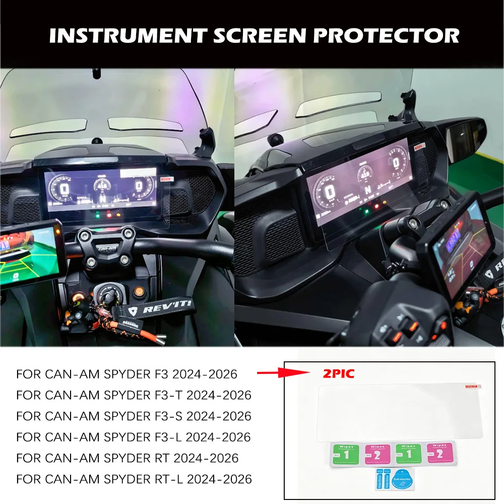 2 Pieces Motorcycle Instrument Panel Screen Protection Film, Dashboard Display Anti-scratch Sticker FOR Can-Am Spyder RT F3 2024