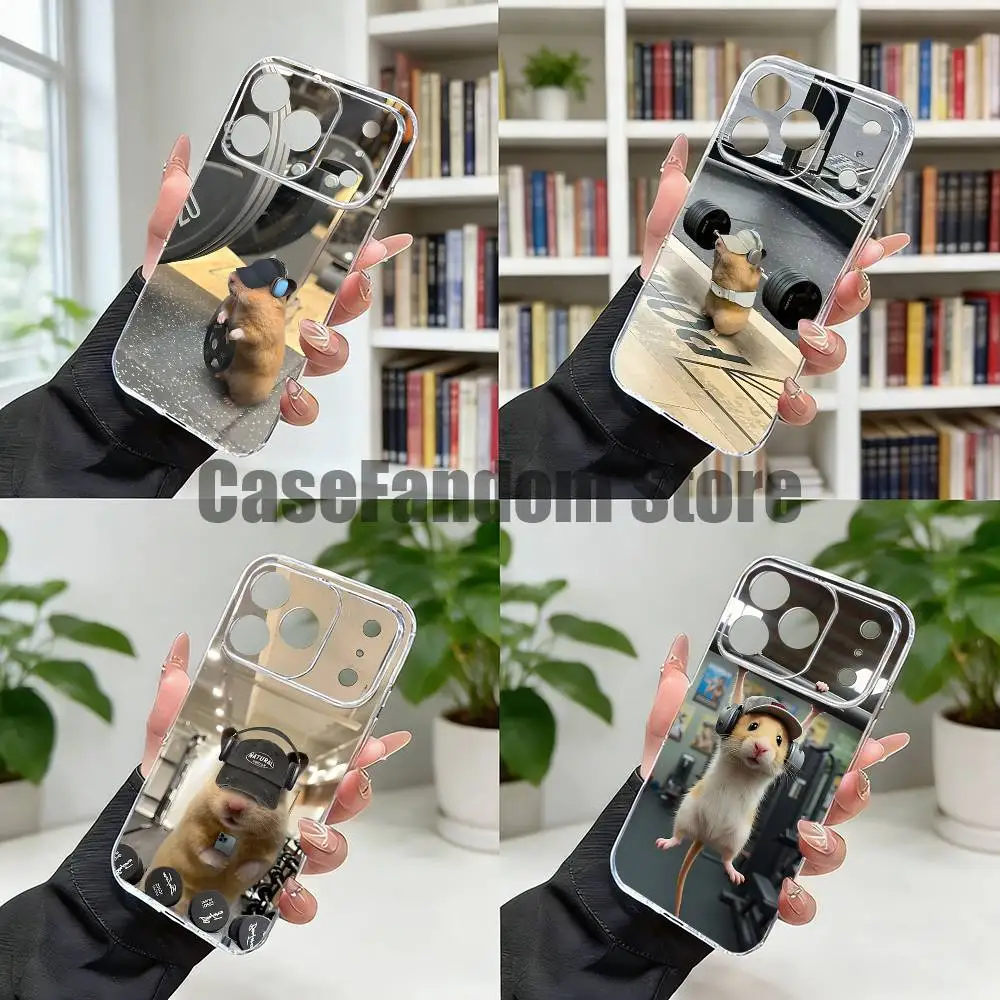 

Cute Gym Hamster Transparent Soft Cover Phone Case For iPhone 17,16,15,14,13,12,11 Pro,Max,Plus,X,XS,XR,SE4,E Mini