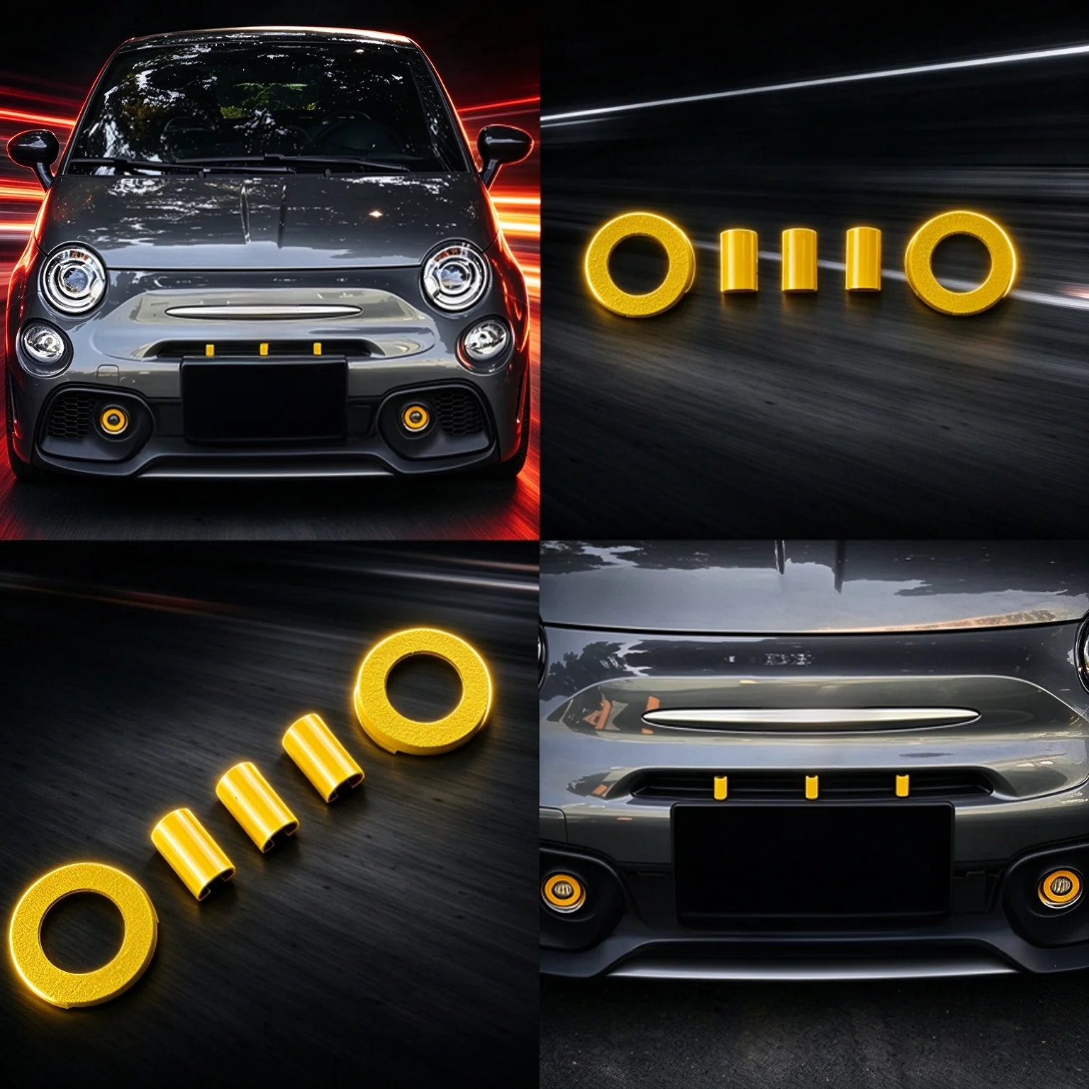 Brand New ABS Plastic Material Fashion Design Racing Click On Style Fog Lamp Surround Cover For Abarth 595 695（5pcs/set)