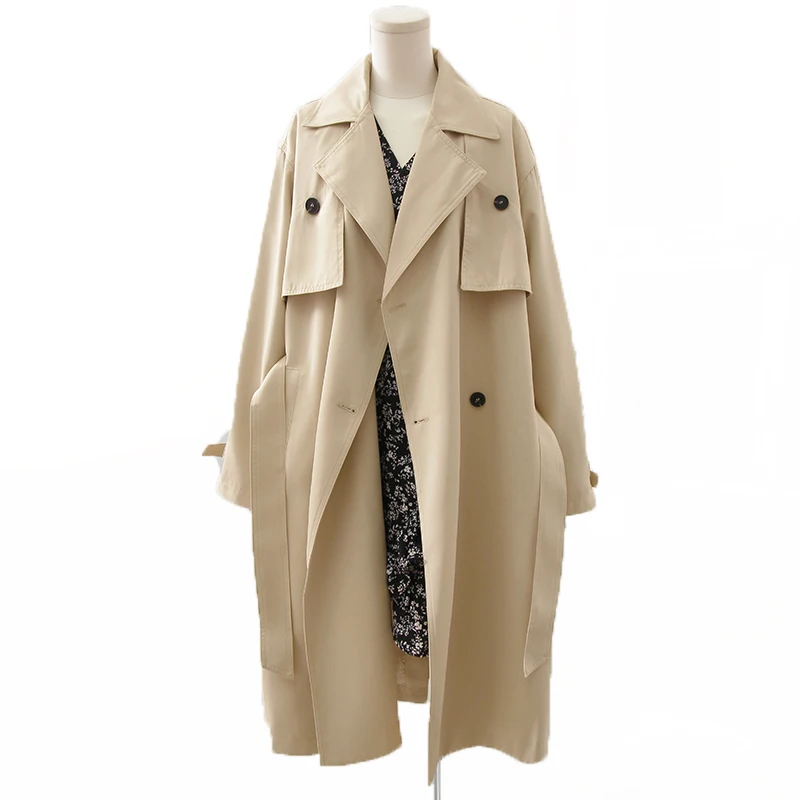 

Autumn New Brand Women Black Khaki Trench Coat Long Windbreaker Lady Fashion Trend Double-Breasted Slim Long New Female Trench