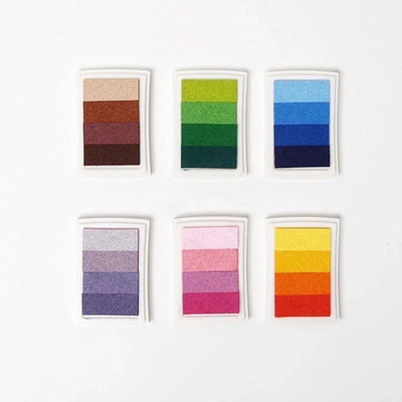 2026 Gradient Oil Based Ink Pad Signet for Paper Wood Craft Rubber Stamp Fingerprint Mark 4 Color To Choose