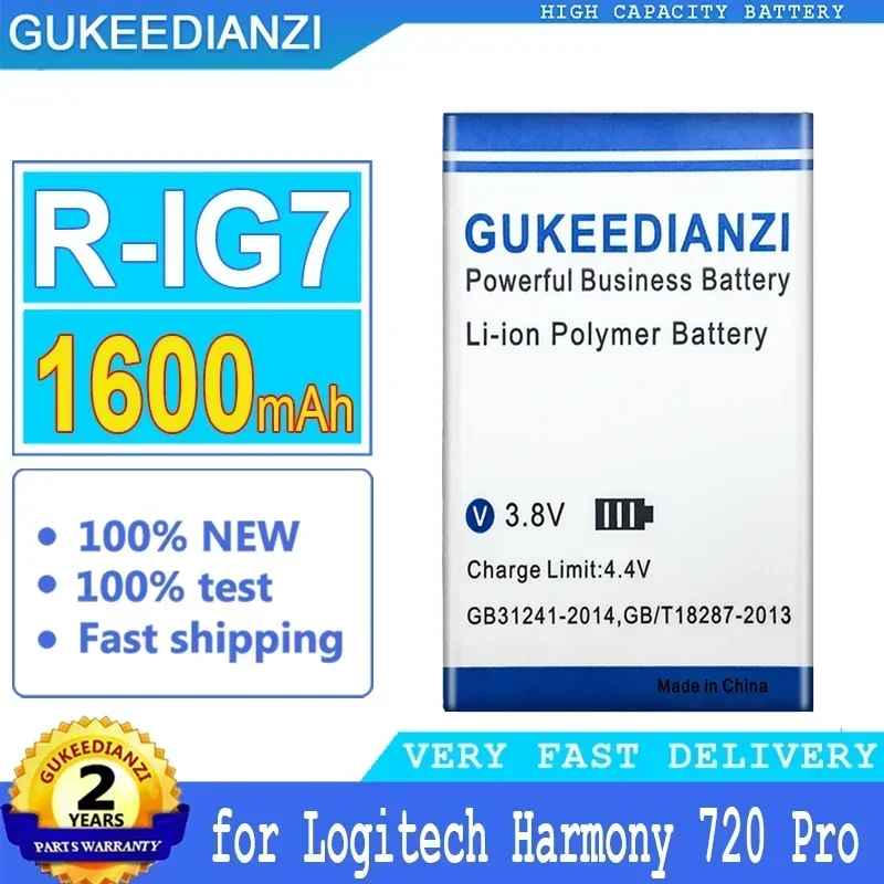 High Capacity Replacement Battery 1600mAh R-IG7 For Logitech Harmony (720 880 890 900) Pro 780 785 885 895 Portable Battery