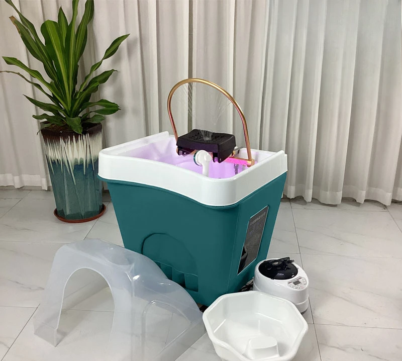 Mobile head treatment machine, fumigation water circulation health care massage bed shampoo basin