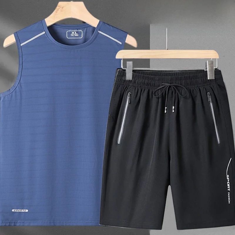 

Большой размер, майка из ледяного шелка Qui Dry orts, комплект для фитнеса, мужская футболка Svel T, свободная толстовка с плечами, летняя повседневная спортивная одежда