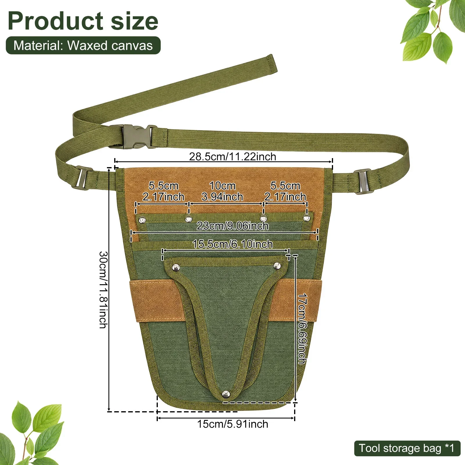 Gardening Tool Belt Bag Canvas Waist Tool Pouch 7 Pockets Adjustable Garden Tool Holder Pruning Shears Woodworking Construction