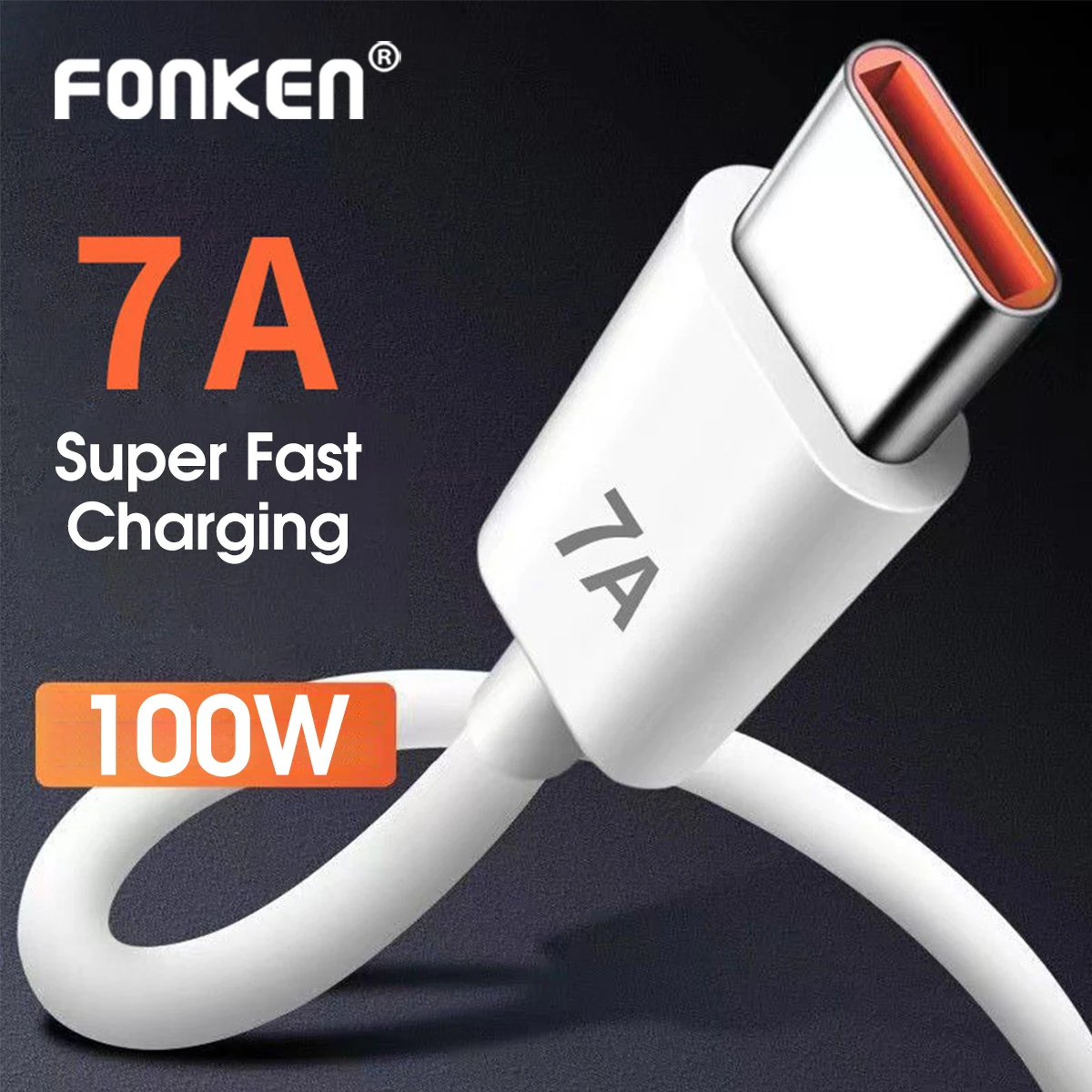 

7A USB Type C Кабель 100 Вт Провод для быстрой зарядки Зарядное устройство USB-C Кабель для передачи данных Мобильный телефон Type-C Кабель для Samsung S21 ...