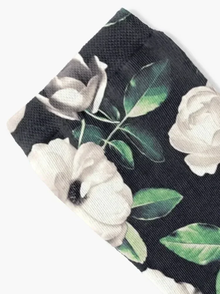 Old Fashioned White Roses with Hunter Green Leaves Socks funny gift winter gifts Women Socks Men's