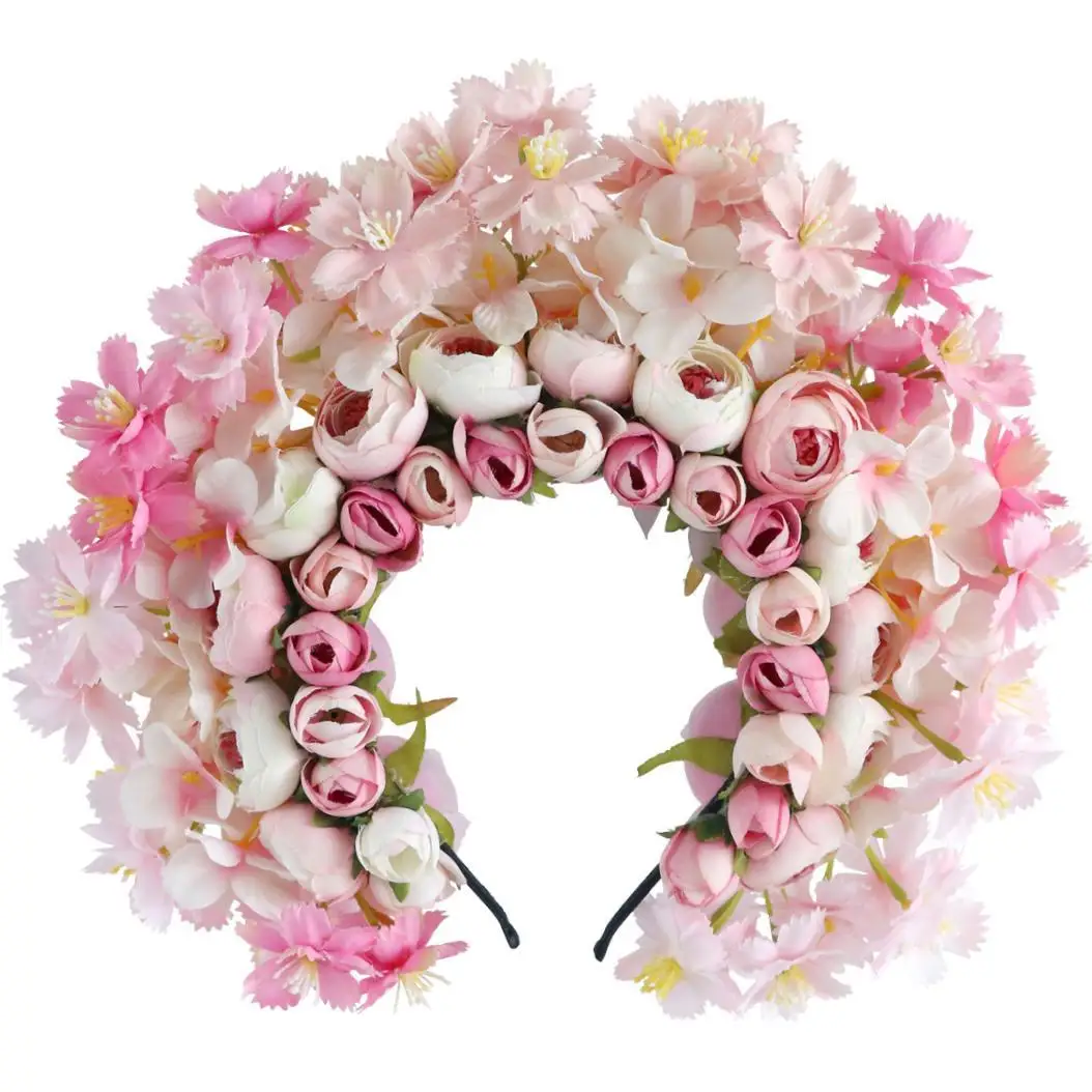 هان الصينية زهرة عقال مزدوجة الجانب زهرة الحرير الأزهار أغطية الرأس لحفلات الزفاف Phtoo الدعائم مهرجانات الأداء #1