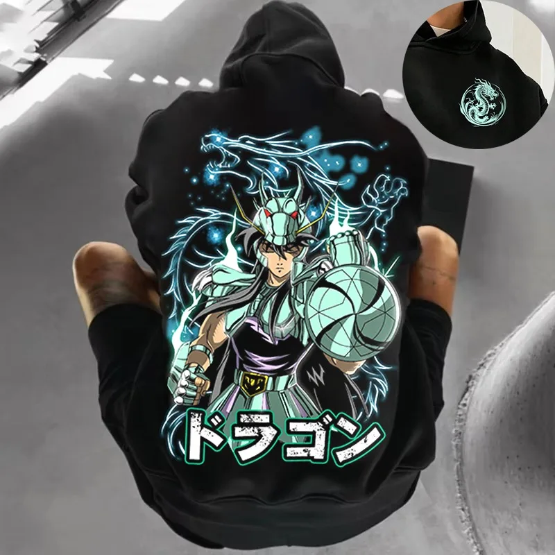 

Saint Seiya Dragon Shiryu узор осень-зима толстовка Harajuku двусторонний принт мужской женский Y2k уличный топ с длинными рукавами