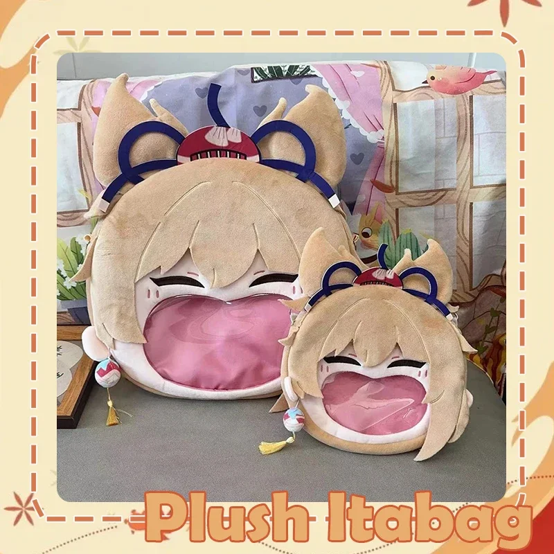 

Game Genshin Impact Naganohara Yoimiya Cosplay Plush Bag Big Mouth Laugh Transparent Lolita Itabag Zipper Backpack Shoulder Bag