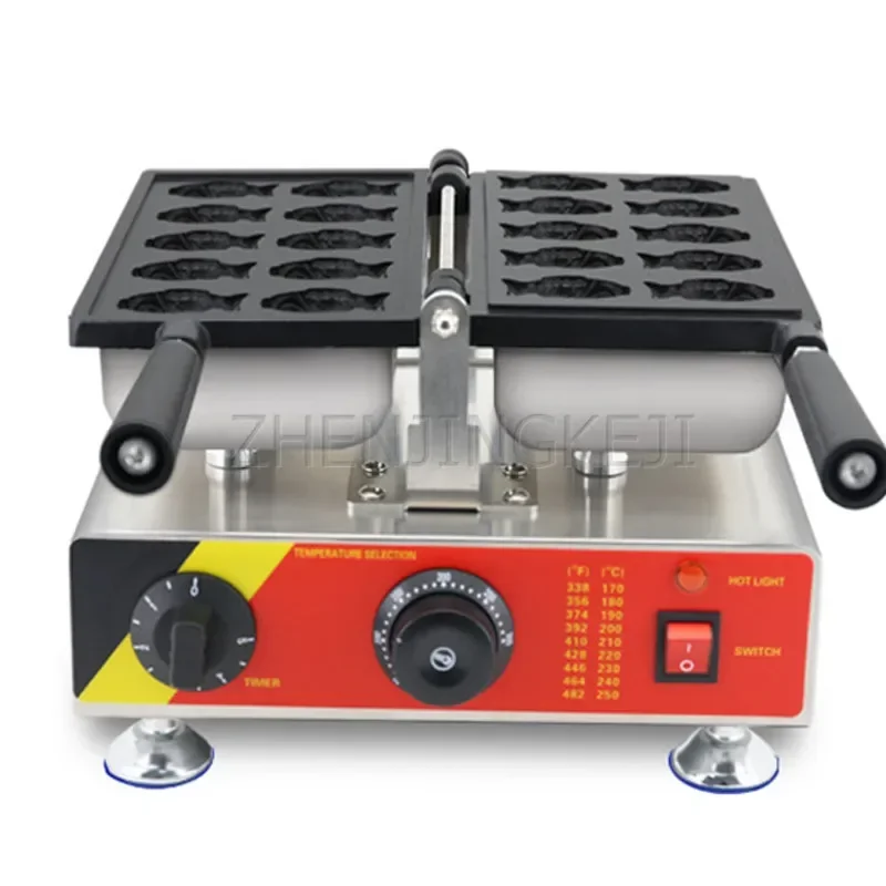 เครื่องเผาปลากะพง220V ขนาดเล็กตั้งโต๊ะรูปร่างปลาเครื่องทำแพนเค้กอาหารไม่ติดบนโต๊ะสำหรับ Toko Snack รสเลิศ