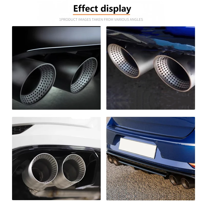 Universal Matte Silver Stainless Steel Exhaust  Tips With AK Logo for VW Golf R MK6 MK7 Exhaust Tips Muffler view 6